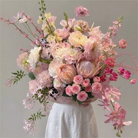 Bunga Sutra Buatan Buket Pernikahan Mawar Peony Eucalyptus Baby Breath Gypsophila Untuk Dekorasi Rumah DIY