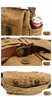 Sac messager en toile cirée pour homme, avec garniture en cuir vintage, imperméable, sac bandoulière avec boucle, logo personnalisé, vente en gros