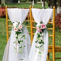 Foulards de chaise de mariage en tulle, rideaux de fond de scène pour allée de mariage et plafond, draperies, nœuds de chaise, housses de dossier de chaise pour fête d'anniversaire