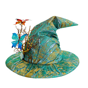 Sombrero de Bruja Mariposa Luling Yaoyao, Talla Única, Verde, Accesorio de Cosplay Mágico, Sombrero para Fiesta de Halloween, Estilo Retro Europeo Americano - Product Image 5