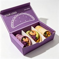 Boîte à tacos en gros pour emporter, emballage cadeau, boîte alimentaire en papier de haute qualité avec séparateurs, emballage pour burger en encre de soja