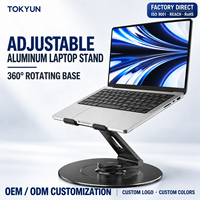 360° Draaibare Aluminium Laptopstandaard, Verstelbare Ergonomische Notebook/Tablet Houder, geventileerd, Bureaustandaard, OEM ODM Groothandel
