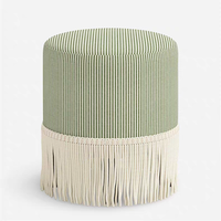 Fauteuil Vintage Exquis à Pompons, Tabouret de Maquillage, Chaise d'Appoint Moderne en Tissu Texturé pour Salon, Pouf Bas pour Chambre à Coucher
