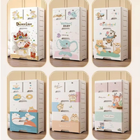 Armoire de rangement en plastique pour enfants, design de dessin animé, matériau épaissi, 3 à 7 niveaux, organisateur de vêtements pour le salon