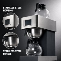 Cafetière Commerciale à Gouttes pour Hôtels, Restaurants et Cafés, avec Remplissage Automatique et Manuel, Deux Carafes de 1,8 L