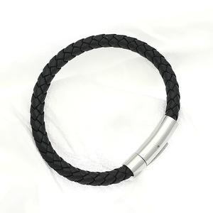 Woven <b>Leather</b> Rope <b>Bracelet</b> Stainless Steel Snap Buckle Unisex Everyday Wear Jewelry - Product Image 4