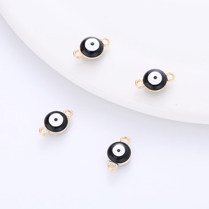 Breloques coquillages mignonnes en forme d'œil rond à double trou, style Evil Eye, pour la fabrication de colliers, accessoires de pendentifs pour fêtes d'Halloween - Product Image 5