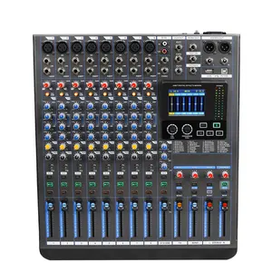 Pengontrol Dj Konsol Audio Mixer Audio, Mixer Audio Profesional dengan Layar Led 10 CH dengan PC USB Pemutaran dan Perekaman Kartu Suara
