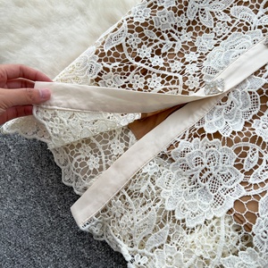 Vestidos de encaje con aberturas y manga corta, elegantes y con diamantes, estilo francés para mujer - Product Image 6