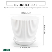 Petit pot de fleurs circulaire moderne en PP avec trous de drainage et plateau – Durable, capacité de 0,61 L, idéal pour la maison, le bureau, le sol, la terrasse, pour les plantes succulentes