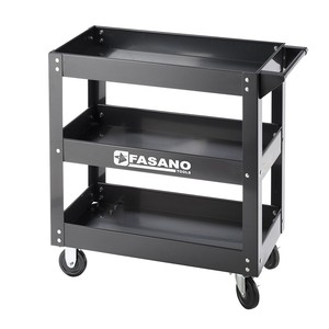 Carrito de herramientas de acero de 3 niveles Fasano Tools con ruedas para almacenamiento en taller - Product Image 1
