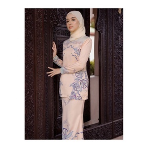 Hotsale Fashion malesia Suit elegante stampato da donna Baju Kurung Top modesto con gonna musulmana Baju Melayu abbigliamento <span class=keywords><strong>etnico</strong></span> <span class=keywords><strong>Online</strong></span> - Product Image 3