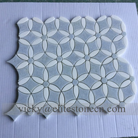 Mosaïque de fleurs bleues polie professionnelle 12x2 pour mur intérieur, parquet, solution de conception graphique