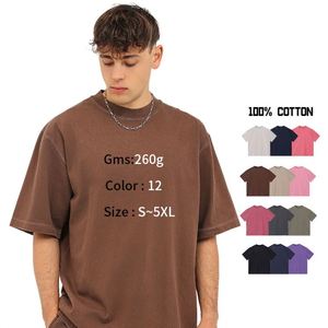 Streetwear Acid Wash <b>Tshirt</b> Heavyweight Cotton Vintage Drop Shoulder Unisex Short Sleeve Distressed Retro Casual Tee - Product Image 1