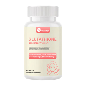 โรงงานจีนผลิตภัณฑ์เสริมอาหารกลูตาไธโอนชนิดเม็ด 1000 มก. 60 เม็ด/ขวด ช่วยชะลอวัยและเพิ่มความชุ่มชื้นให้ผิว - Product Image 1