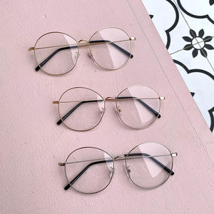 Montures de lunettes rondes tendance pour femmes, fines, entièrement métalliques, anti-UV et anti-lumière bleue, légères, style étudiant - Product Image 3