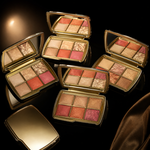 Palette visage 6 couleurs : illuminateur, <span class=keywords><strong>blush</strong></span>, contour, texture marbrée dorée, maquillage longue tenue professionnel - Product Image 3