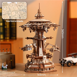 Boîte à musique en bois artisanale Chao Tong, modèle d'assemblage 3D, Future Sky Fantasy City, kit de construction de 14,37 pouces pour tous les âges - Product Image 6