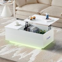 Table basse moderne élégante en bois simple et blanche Table à thé centrale réglable en hauteur pour la maison panneau de meubles de salon en bois