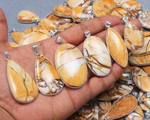 Natural Brecciated Mookaite <b>Crystal</b> <b>Silver</b> Pendant <b>Necklace</b> Rhodium and Gold Plated Bezel with Jasper Gems - Product Image 6