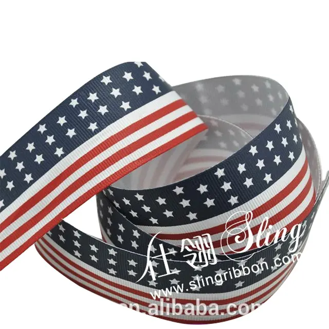 Wholesale Fashion Flag Printed Grosgrain Ribbon USA