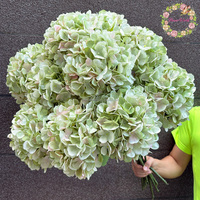 Hydrangeas artificiels en soie verte à 144 pétales, grande tête de 22 cm, les plus vendus, fleurs décoratives en gros pour mariages et fêtes
