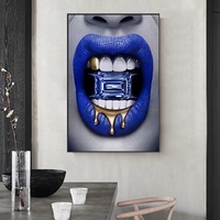 Peinture murale décorative abstraite moderne Graffiti Woman Lips, impression sur toile, vente en gros