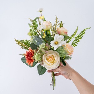 Bouquet de fleurs artificielles CallaFloral, mélange de roses, tissu tissé en plastique, décoration de mariage et de maison CF01422 - Product Image 2