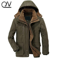 Vente chaude velours épaississement grande taille multi-poches coton rembourré vers le bas manteau Chaquetas Bombers hommes veste