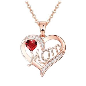 Chaînes en cuivre et zircon minimalistes de style européen et américain avec lettre 'MOM' en forme de cœur, cadeau <span class=keywords><strong>pour</strong></span> <span class=keywords><strong>maman</strong></span>, bijoux <span class=keywords><strong>pour</strong></span> la fête des mères <span class=keywords><strong>pour</strong></span> femmes - Product Image 1