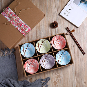 Ensemble de vaisselle en céramique peinte à la main bleu et blanc, bol, assiette, ensemble de service, écologique, pour coffret cadeau de mariage - Product Image 4