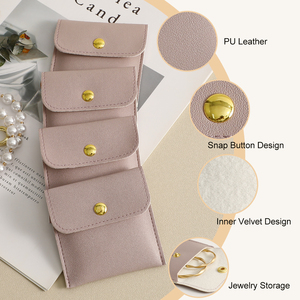 PUPPYSEW Wholesale 8x8cm Jewelry Bag Button Bag Faux <b>Leather</b> PU <b>Bracelet</b> Earrings Ring Packaging Bag Without logo Fast Shipping - Product Image 3