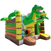 Château Gonflable Personnalisé avec Toboggan et Souffleur, Motifs Dinosaure, Cocotier, Éléphant, Crocodile, Animaux, en PVC Oxford
