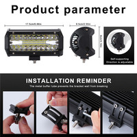 Barre Lumineuse de Travail LED 7 Pouces 120W 12V 24V à Faisceau Combiné pour 4x4 Tout-Terrain, VTT, Tracteurs, Bateaux, Camions et Excavateurs
