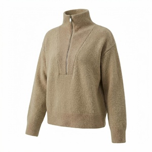 <strong>Women's</strong> Pink Half Zip Knit Sweater <strong>Fluffy</strong> Wool Blend Long Sleeve Casual <strong>Jumper</strong> for All Occasions - Product Image 6