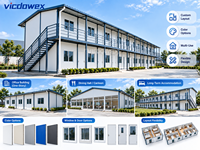 VICDOWEX Bâtiment préfabriqué de luxe en forme de T, isolation thermique, conception ignifuge pour bureaux de projets et personnel à long terme