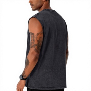 Venta al por mayor directa de fábrica: Camisetas sin mangas de verano para hombre, holgadas, para entrenamiento, estilo urbano, con lavado ácido, 100% algodón. - Product Image 6