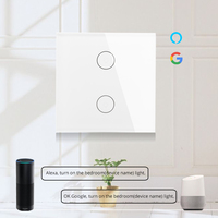 Interrupteur mural intelligent WiFi tactile 2 voies, compatible avec l'application Tuya Smart Life, en blanc ou noir, Max. Courant 10A compatible UE/Royaume-Uni