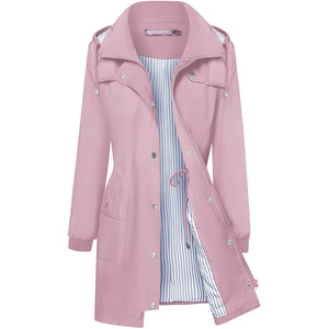 Imperméable coupe-vent pour femme, imperméable, léger, Trench-coat à capuche pour l'extérieur - Product Image 4