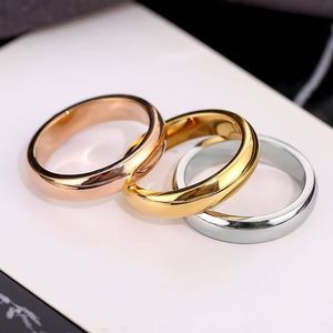 Cincin pertunangan uniseks, cincin pertunangan klasik elegan bahan baja tahan karat warna emas mawar/Platinum berlapis sentuhan akhir halus untuk pasangan - Product Image 4