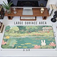 Alas Meja Karet Tanaman Hijau Anime Kawaii Lucu, Alas Mouse Besar, Aksesoris Gaming, Untuk Wanita, Penggunaan Kantor