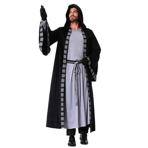 Hooded Wizard Cloak Long <b>Robe</b> <b>Coat</b> With Belt And Gloves For Cosplay Costume Adult Men Halloween Party Dress Up Outfit - Product Image 5