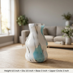 Vase de table en verre soufflé à la main, finition brillante, motif marbré, pour fleurs hydroponiques et décoration de mariage - Product Image 2