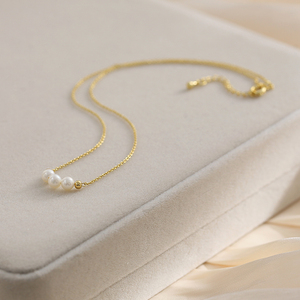 Collier en perles d'eau douce 1474, chaîne en argent avec plaqué or 18 carats - Product Image 3