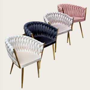 Sedie da Pranzo in Velluto Nero con Braccioli e Gambe in Metallo Argento, Moderne Sedie Imbottite Rosa per Caffè, Morbide Sedie Beige e Bianche - Product Image 2