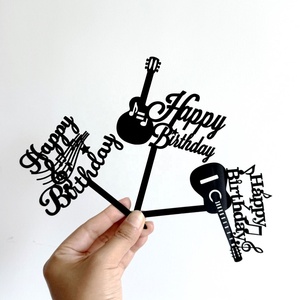 Décoration de gâteau d'<span class=keywords><strong>anniversaire</strong></span> avec notes de musique, accessoire de fête musicale en acrylique, topper de gâteau en acrylique - Product Image 1