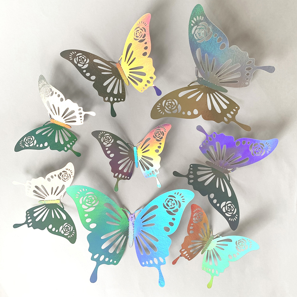 Manufacturers wholesale wedding home wall party background decoration 3D stereoscopic colored butterfly wedding wall stickers