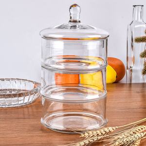 Personalizza il barattolo di <span class=keywords><strong>vetro</strong></span> per alimenti impilabile a 3 strati <span class=keywords><strong>vintage</strong></span> soffiato a mano - Product Image 3