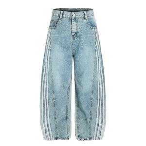 Jeans de Mezclilla Vintage Personalizados para Hombre, Corte Ancho Informal, 100% Algodón, Jeans de Mezclilla con Tres Rayas, Corte Recto para Hombre - Product Image 2