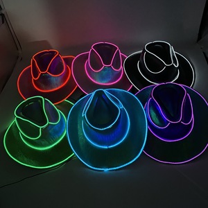 Sombrero de Vaquero/Vaquera con Luces LED de Colores para Adultos, para Fiestas de <span class=keywords><strong>Pascua</strong></span>, Navidad, Disfraces de Cosplay, Diseño Elegante de Plástico - Product Image 1
